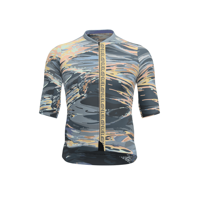 Agua abstract blue and gray cycling jersey