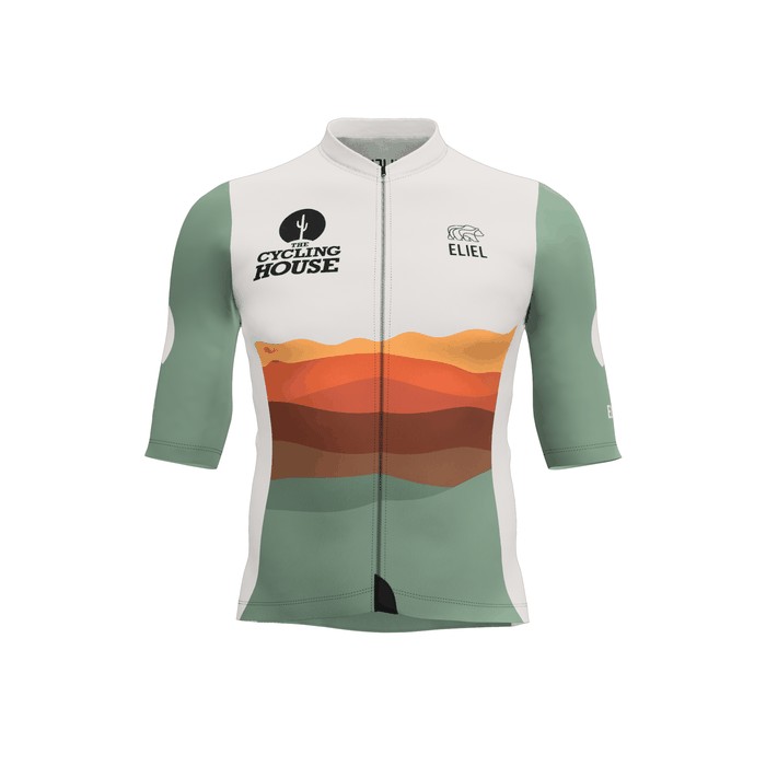Rotating green desert-tone Cycling House jersey